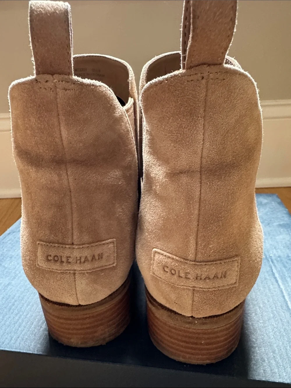 Cole Haan Suede Chelsea Ankle Boots in Light Tan